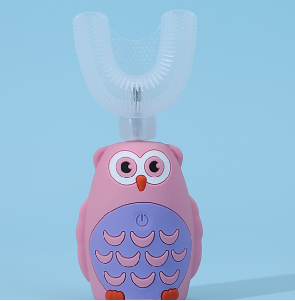 Электрическая зубная щетка Owl детская 2в1 с капой ультразвуковая Pink - фото 3