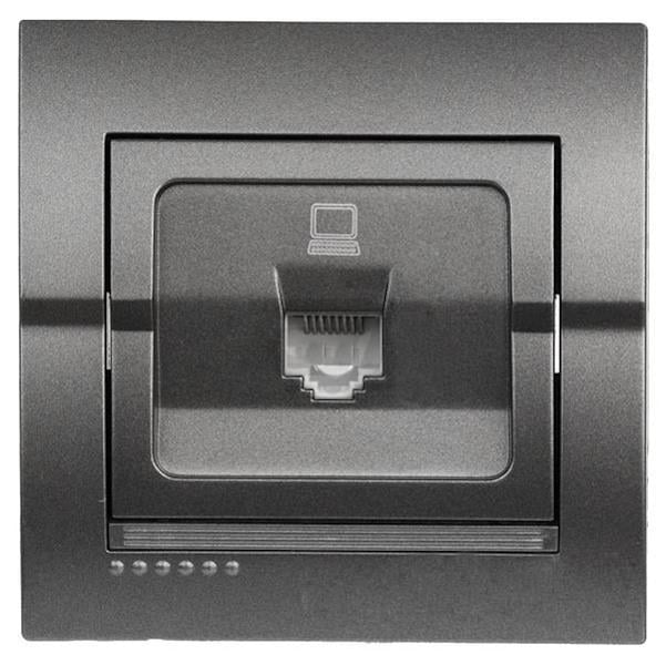 Розетка комп'ютерна одинарна Lezard Deriy Графітовий (00000012354)