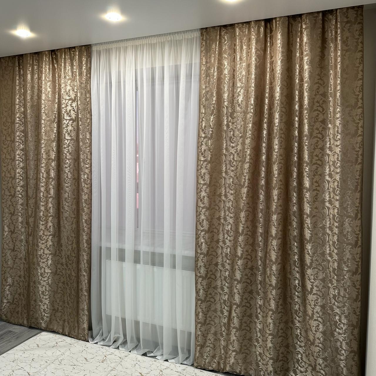 Штори Севілья жаккардові 1,5 х2,7 м 2 шт. Кавовий - фото 6 Штори Севілья жаккардові 1,5 х2,7 м 2 шт. Кавовий - фото 6