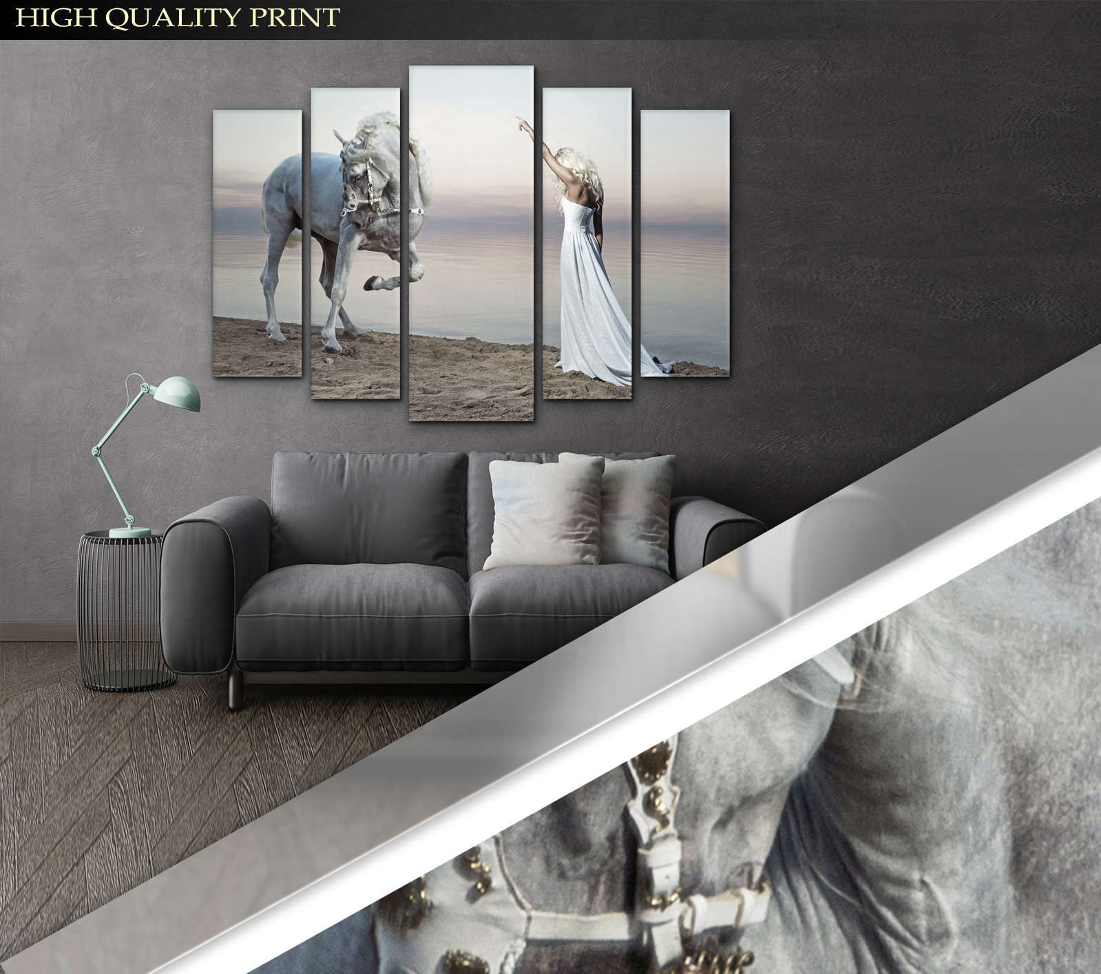 Картина модульная Лошадь и Девушка 99х140 см (Art-295_5) - фото 3