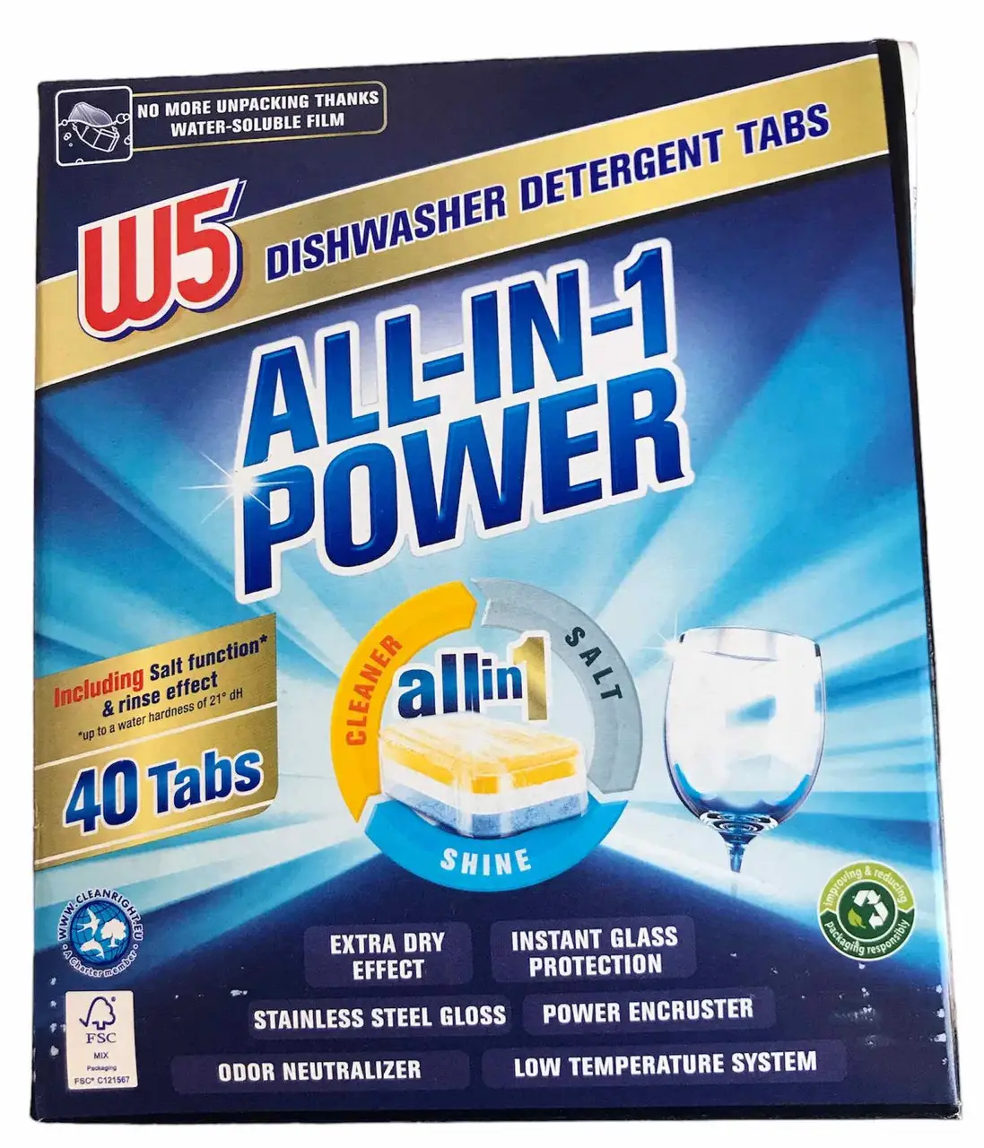 Таблетки для посудомийної машини W5 All in 1 40 шт. (13310791)