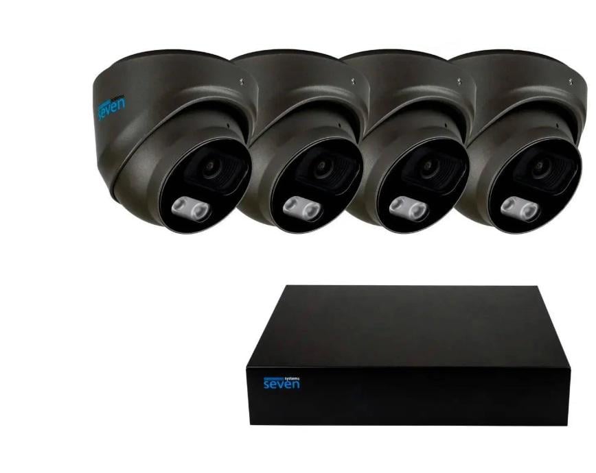 Комплект видеонаблюдения SEVEN IP-7215B4P4-5MP на 4 купольные 5 Мп IP-камеры