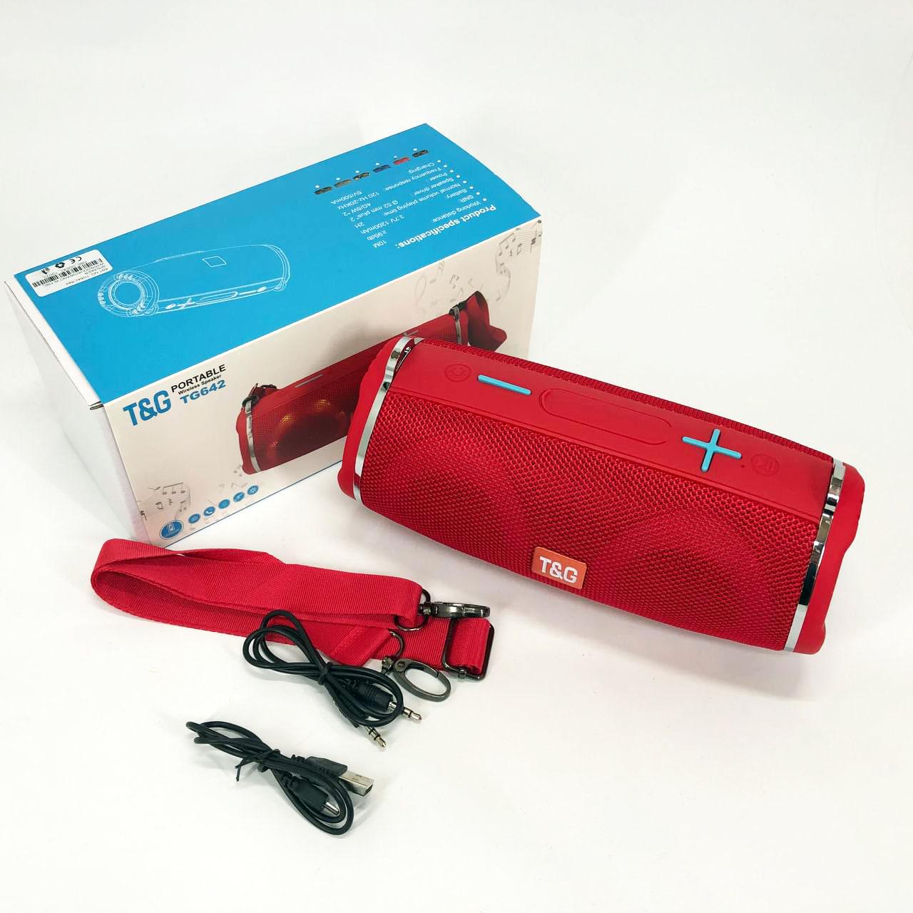 Колонка портативная с RGB подсветкой и ремешком TG642 Красный - фото 8
