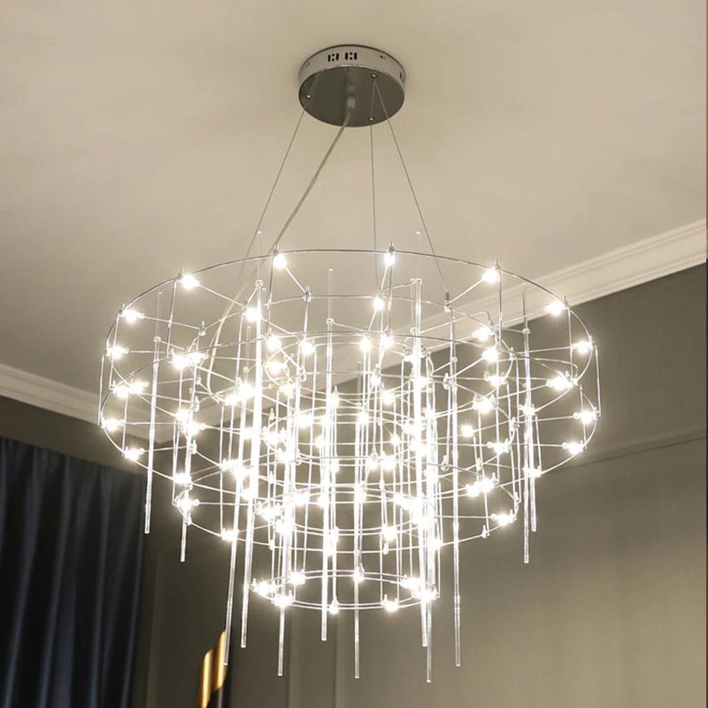 Люстра трехъярусная LED Ø 80 см Серебряный (MJ 205-800 CH)