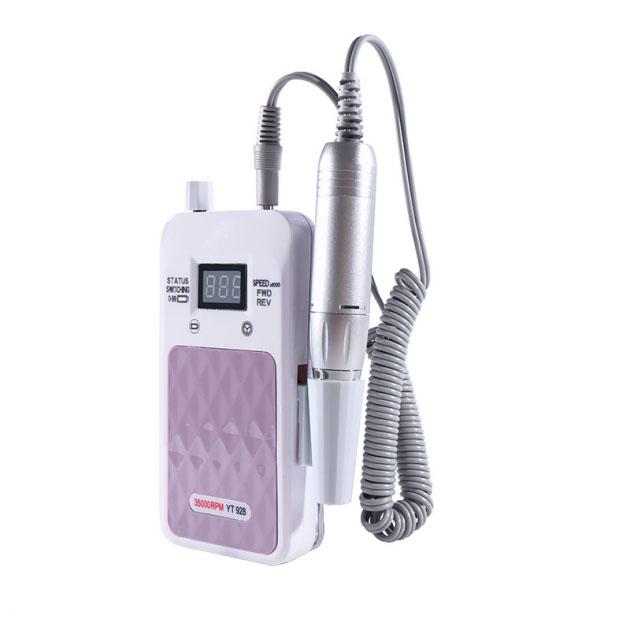 Фрезер для ногтей Nail Drill YT-928 аккумуляторный с индикатором заряда 35000 об. Розовый (156583)