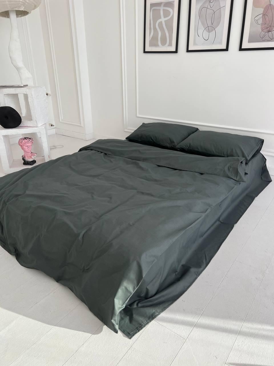 Постельное белье полуторный хлопок 150х210 см наволочки 50х70 см 2 шт. Черный (Д-Post-rus-0023)