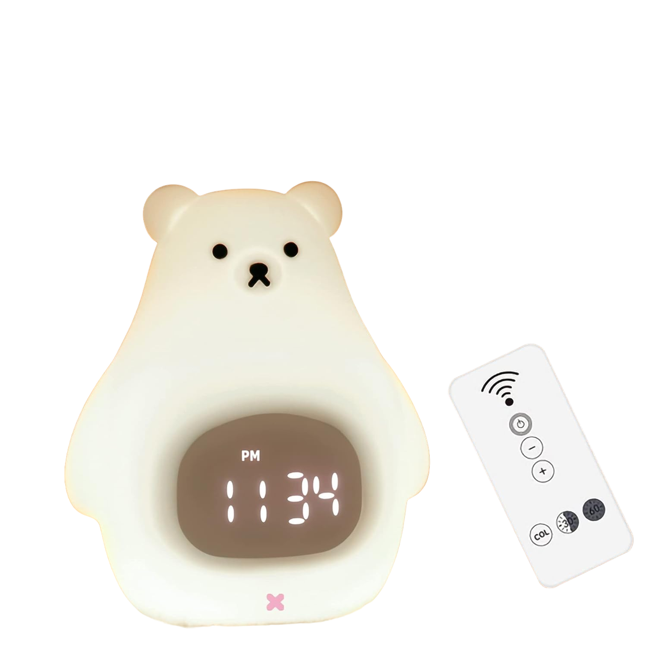 Аккумуляторний нічник-часи VHG Y30 силіконовий Мишка Clock and Lamp Bear White