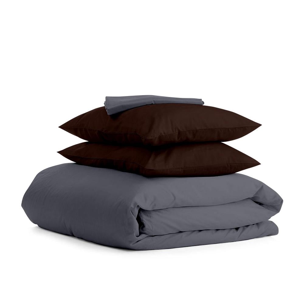 Комплект євро постільної білизни Cosas Satin Grey Chocolate-P 200х220 см (4822055004774)