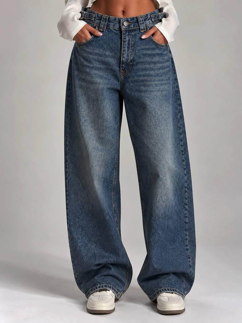 Джинсы женские It's Basic 2961-2W6-8 WIDE LEG baggy с регулировкой пояса р. 34 Синий (8088) Джинсы женские It's Basic 2961-2W6-8 WIDE LEG baggy с регулировкой пояса р. 34 Синий (8088)