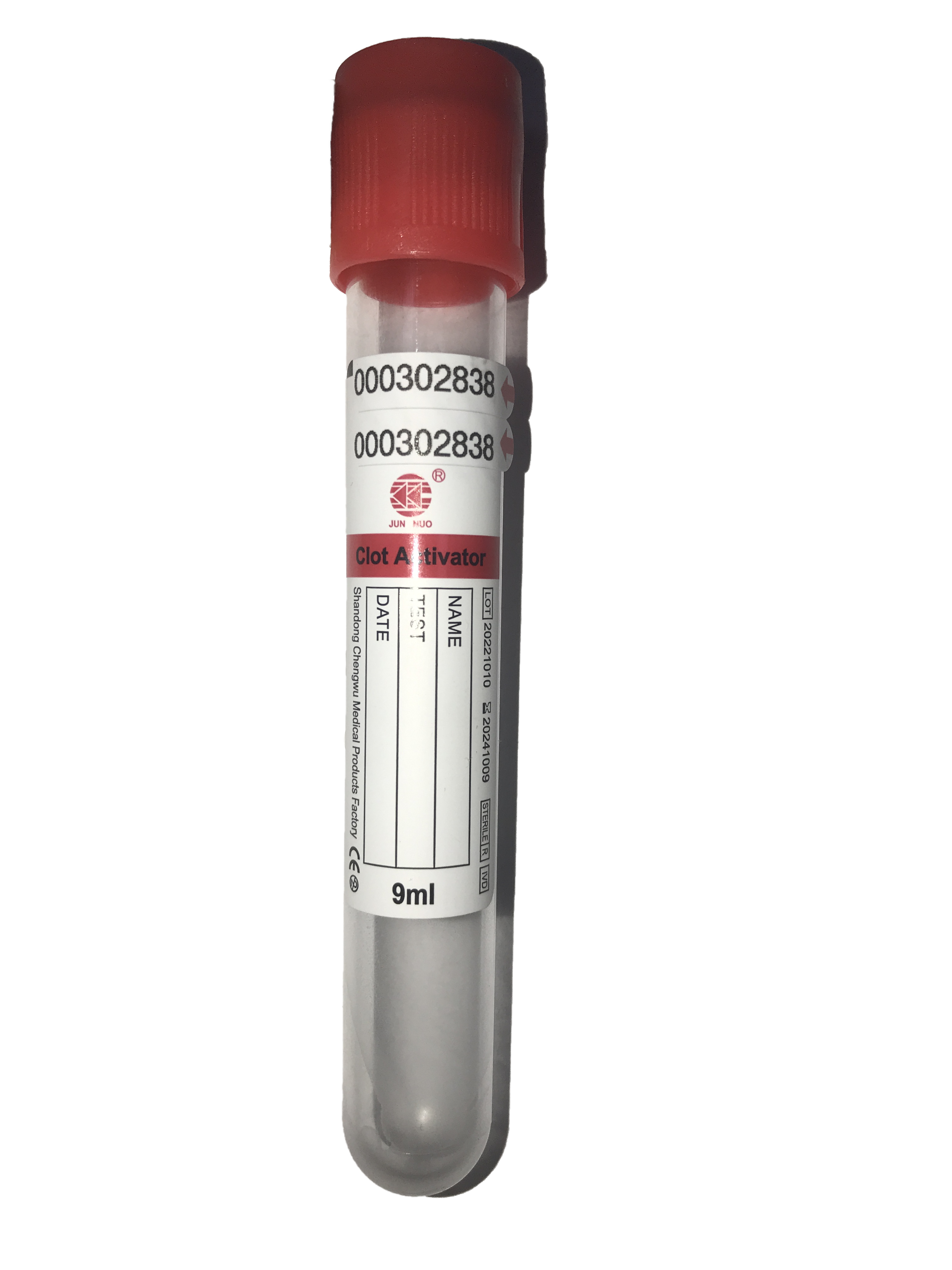 Пробирка вакуумная для забора крови с свертывающим активатором 9 мл 16x100 мм стерильная с красной крышкой 100 шт. (9340300)