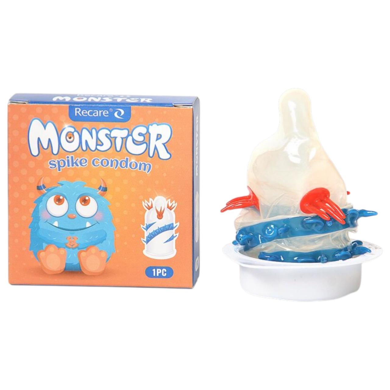 Насадка на член Recare Blue Monster Spike Condom презерватив з вусиками та спіраллю шипів (2928939335)