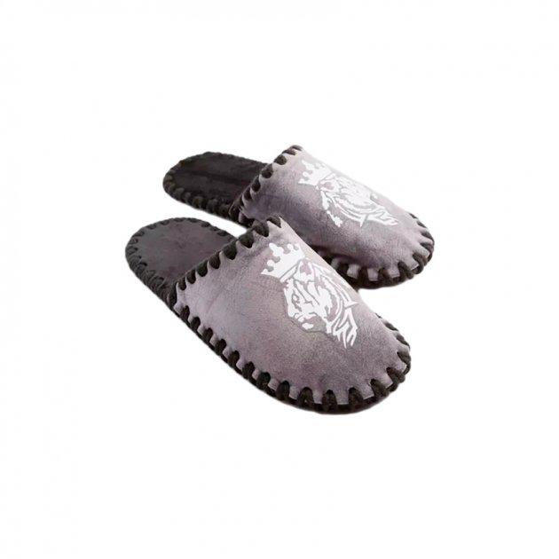 Тапки домашние мужские Family Тигр с короной закрытые р. 40/41 Серый (351687)