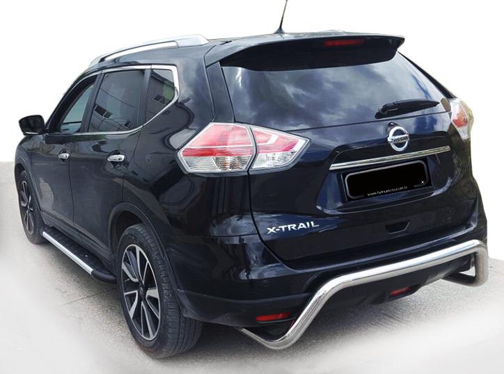 Задняя защита AK007 CAN для Nissan X-trail T32/Rogue 2014-2021 гг. нержавеющая сталь Хром