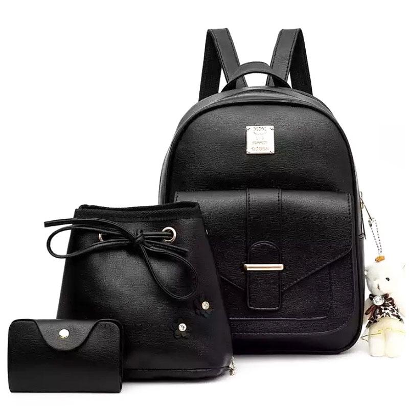 Городской рюкзак Jenssia Set 3в1 30х23 см Black (33440)