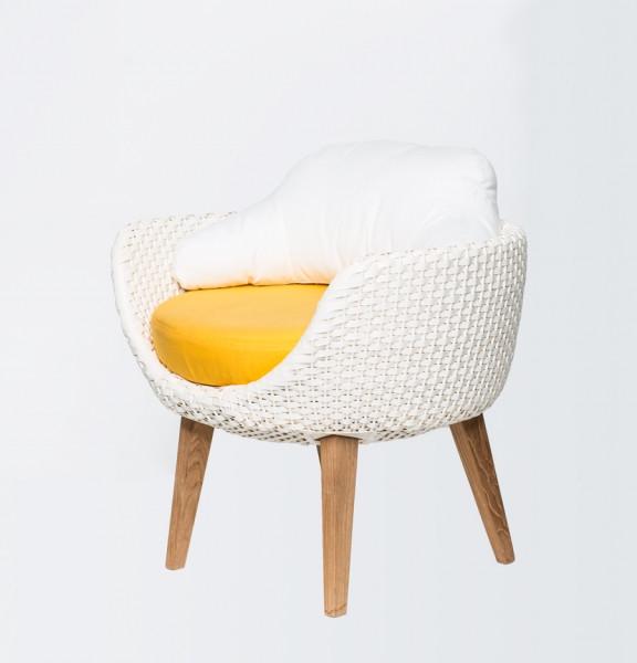 Кресло плетеное из искусственного ротанга Белый (cr-kr0020)