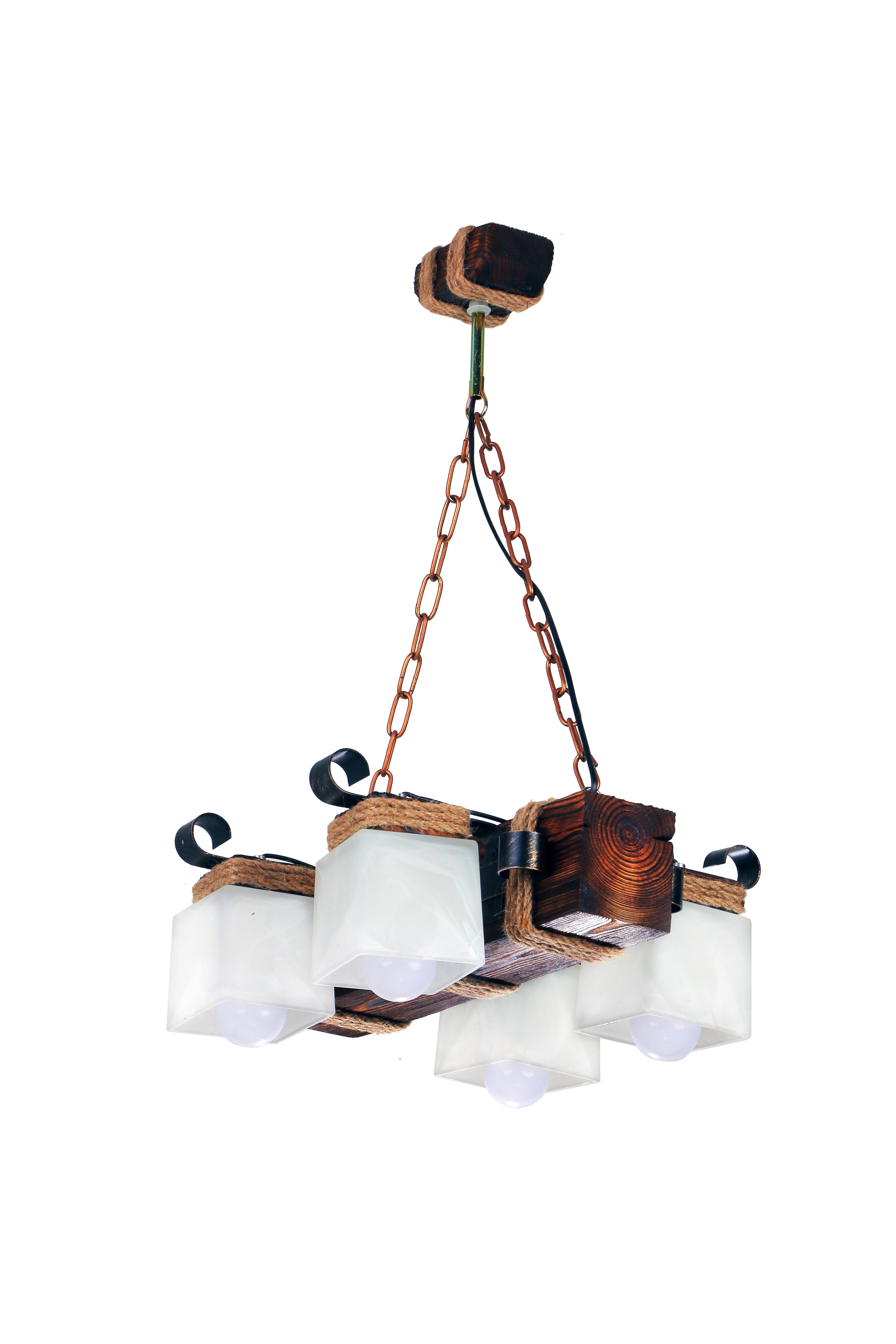 Люстра деревянная Sirius темный обжиг на 4 плафона (S7042/4)