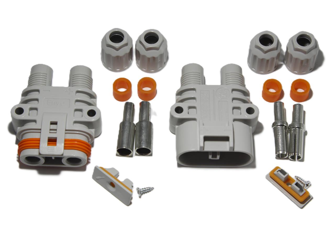 Разъем питания силовой герметичный 2pin 120А комплект Серый (2459817457) - фото 7