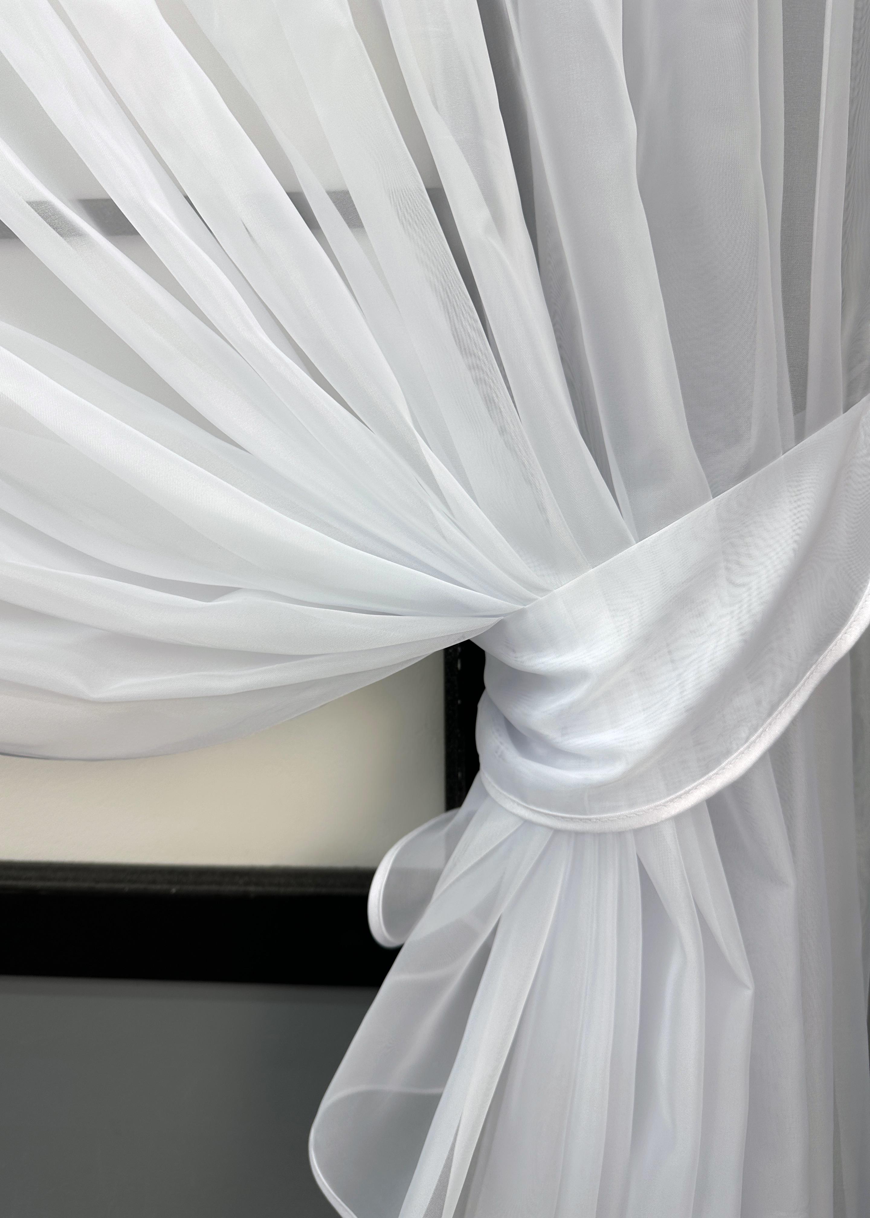 Шторки кухонные VR-Textil № 101к с подвязками 330х170 см Белый/Синий (52-1181) - фото 6