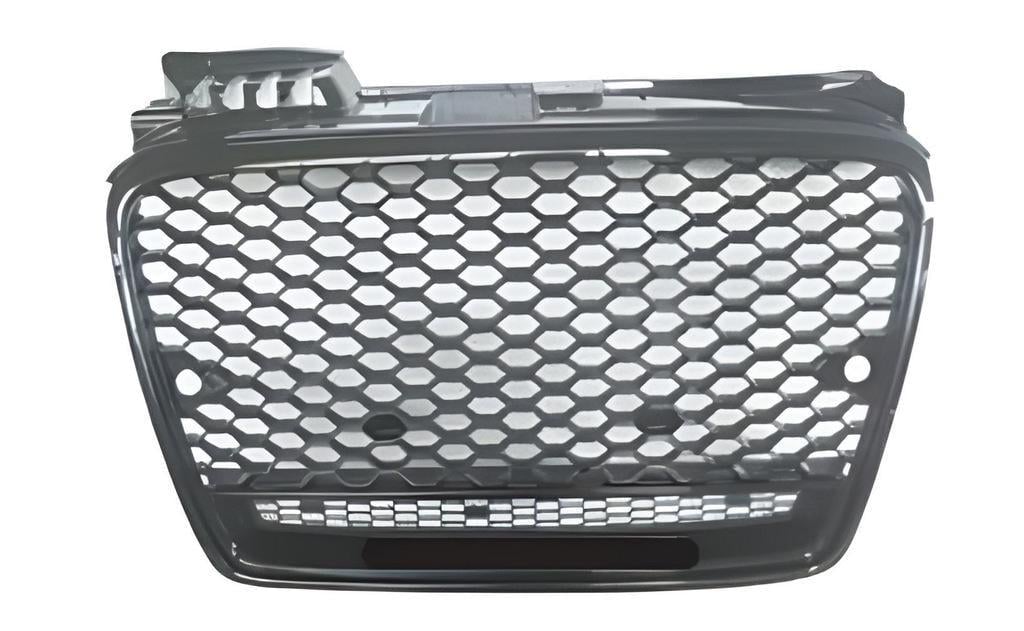 Передняя решетка RS-style V-1 без лого с хромом GT Tuning для Audi A4 B7 2004-2008 ABS Черный