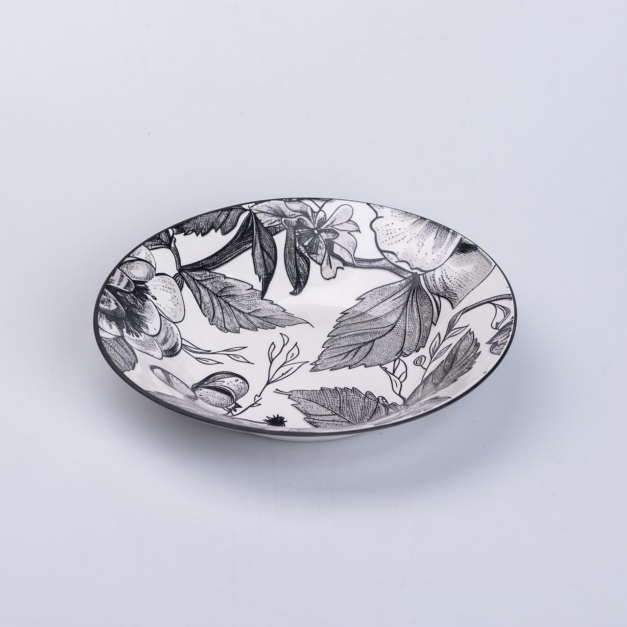 Столовий сервіз малюнком Квітів керамічний на 6 персон 18 тарілок Білий - фото 3 Столовий сервіз малюнком Квітів керамічний на 6 персон 18 тарілок Білий - фото 3