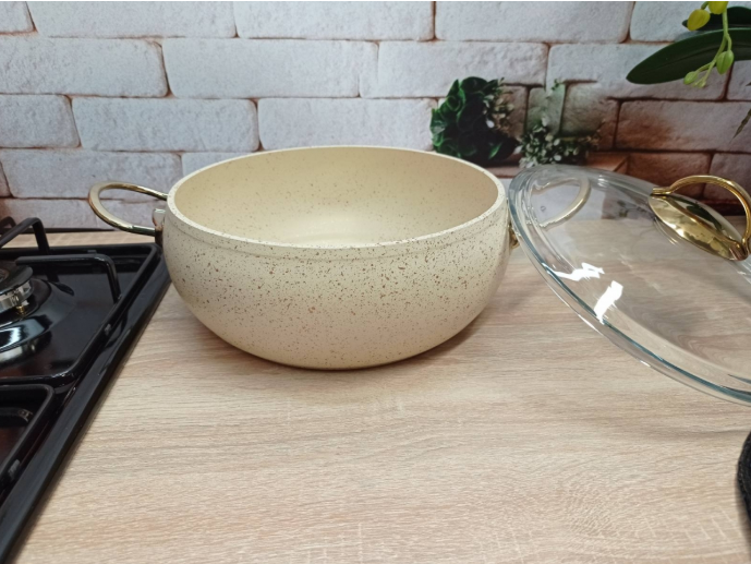 Каструля з кришкою OMS з антипригарним покриттям для газу без індукціі 4,5 л Айворі (3141-4,5-ivory) - фото 4 Каструля з кришкою OMS з антипригарним покриттям для газу без індукціі 4,5 л Айворі (3141-4,5-ivory) - фото 4