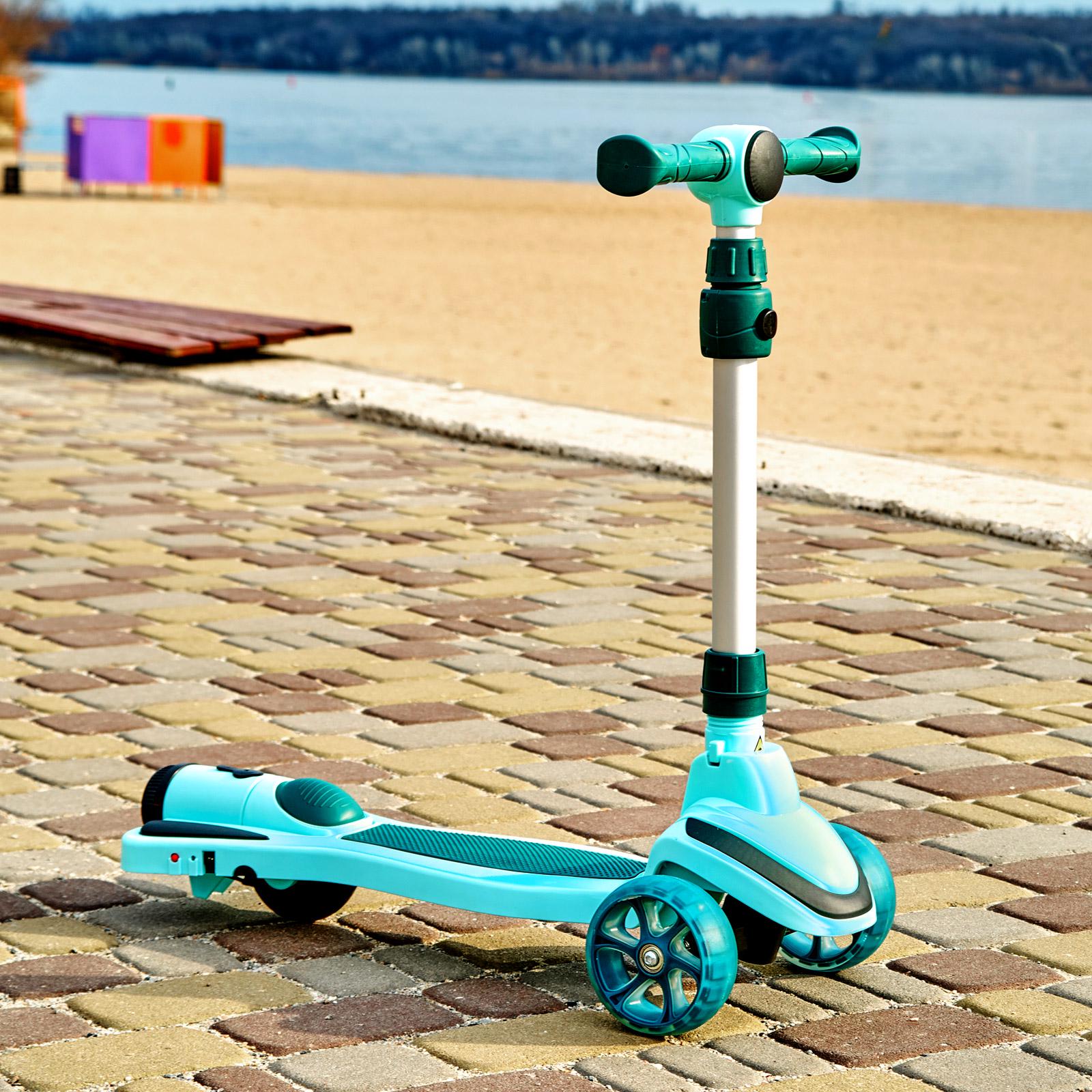 Самокат складной трехколесный iTrike Maxi 2593 с музыкальным сопровождением и дымом Голубой