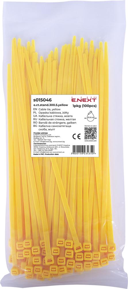 Стяжка-хомут кабельная E.NEXT e.ct.stand.300.5.yellow нейлон 300х5 мм 100 шт. Желтый (s015046)