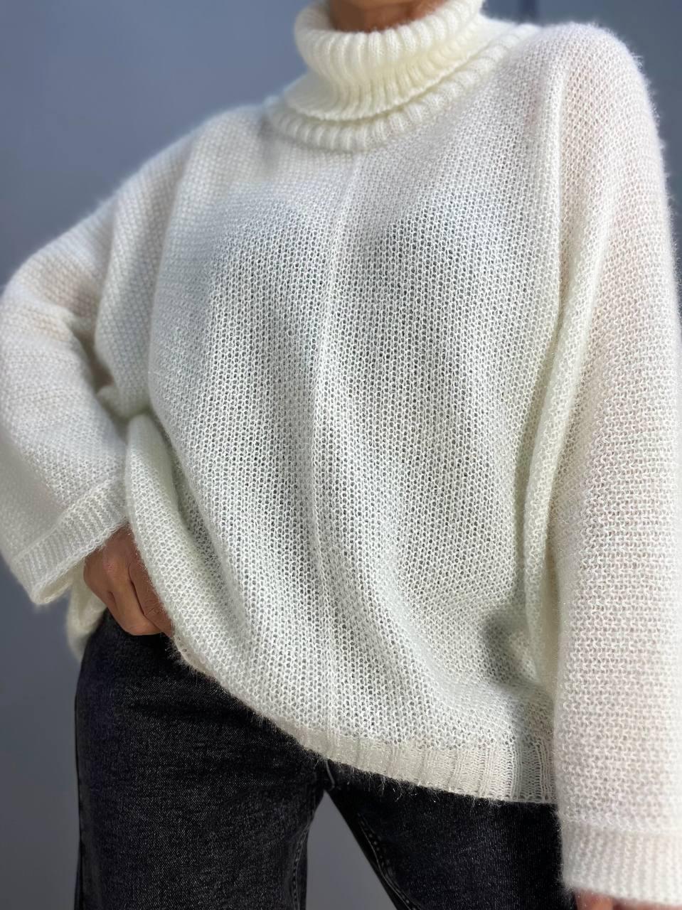 Светр жіночий MY FASHION 3267 павутинка оверсайз широкий комір хомут подовжений р. 44-48 Білий (3116) Светр жіночий MY FASHION 3267 павутинка оверсайз широкий комір хомут подовжений р. 44-48 Білий (3116)