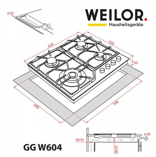 Варочная поверхность газовая WEILOR GG W604 WH (1114336) - фото 12