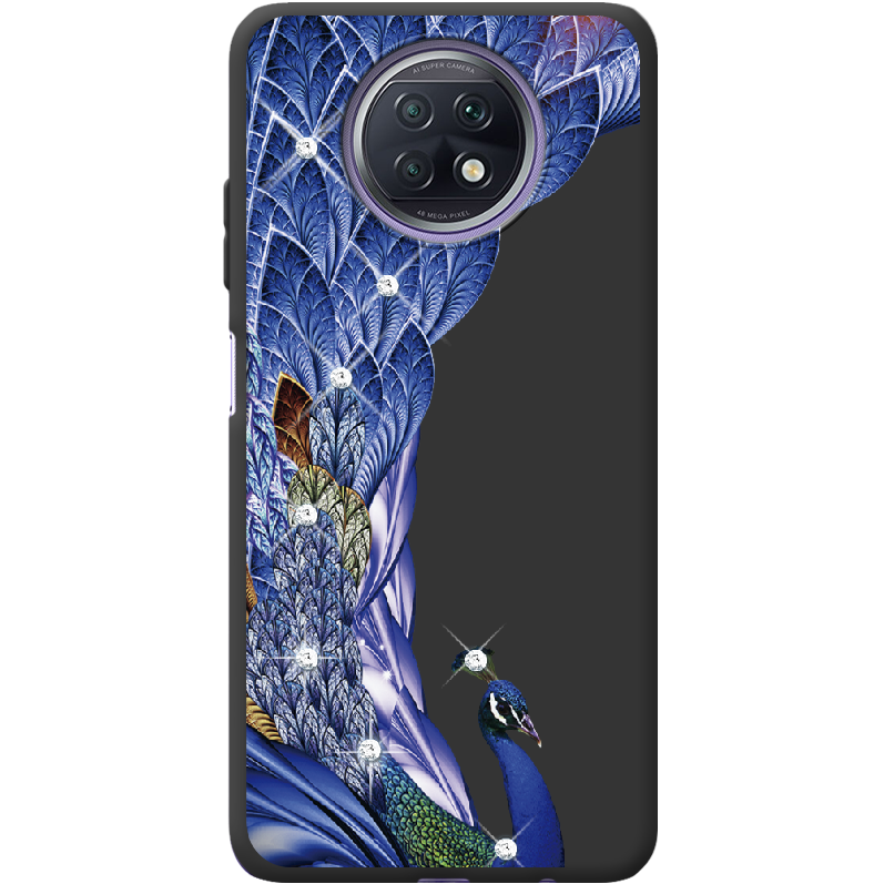 Чохол BoxFace Xiaomi Redmi Note 9T Павич зі стразами Чорний силікон (42123-rs7-42207)