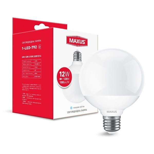 Лампа світлодіодна MAXUS G95 12W 4100K 220V E27 1-LED-792 (2221395469)