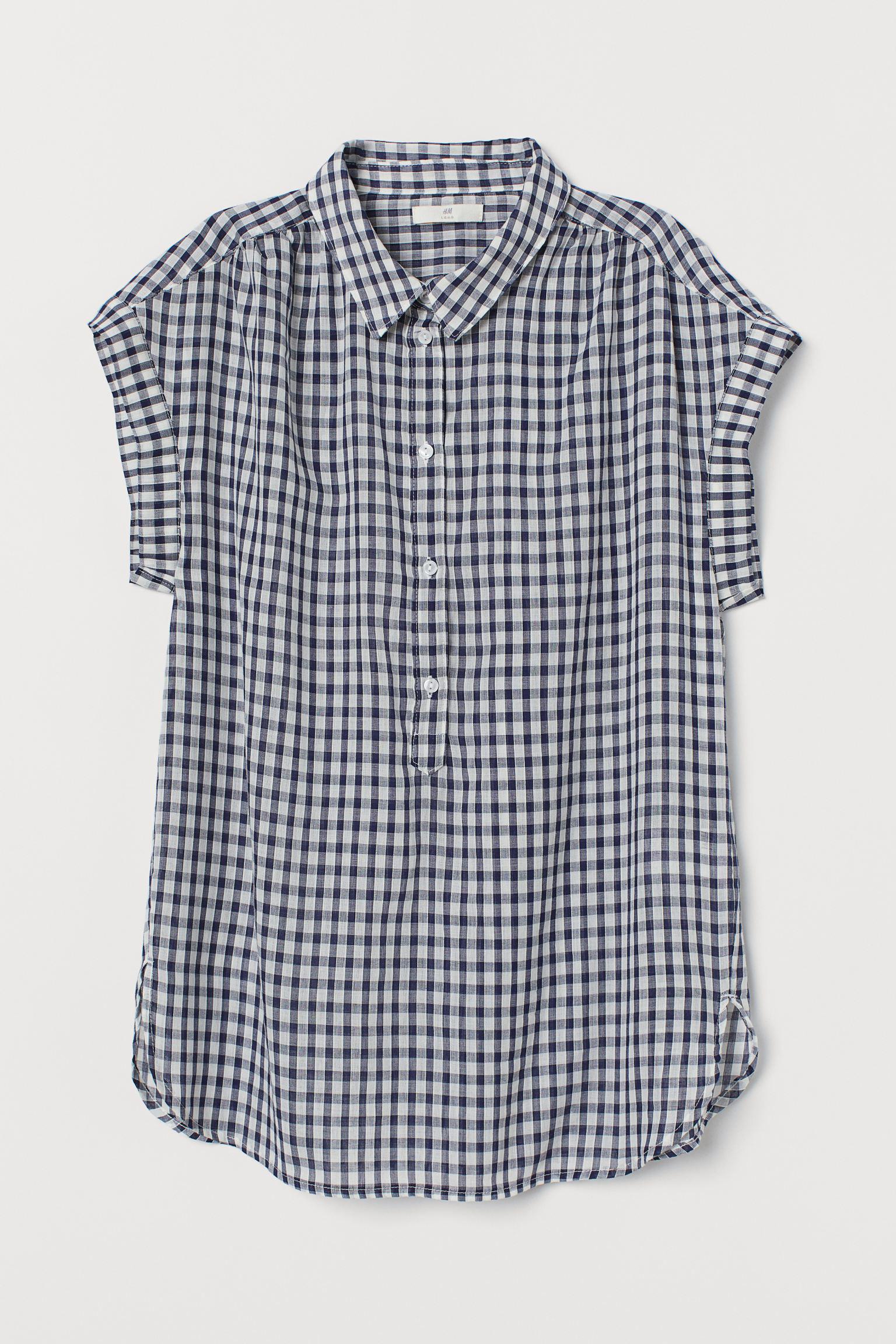 Блуза H&M Клетка р. 38 Белый/Темно-синий (17067515600)