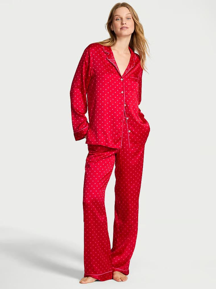 Пижама сатиновая Victoria's Secret Satin Long Pajama Set Regular XS Красный (27162029) Пижама сатиновая Victoria's Secret Satin Long Pajama Set Regular XS Красный (27162029)