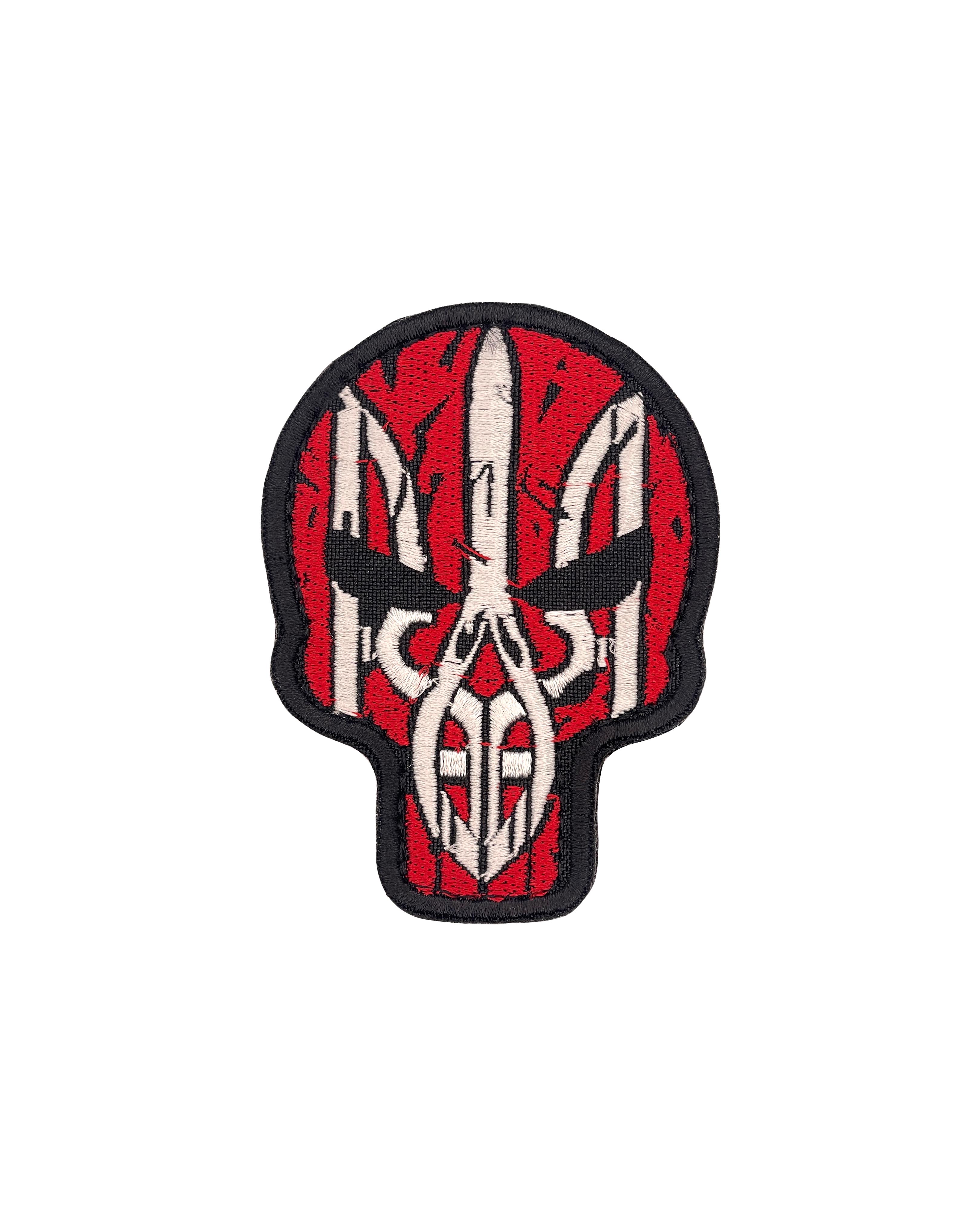 Шеврон Череп с гербом Украины Красный (SHE.PRIK-29.2)