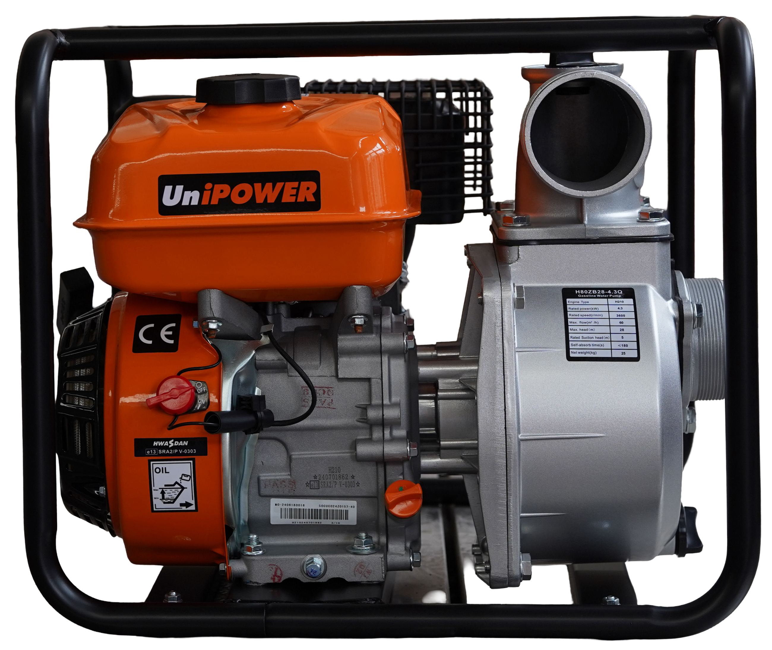 Мотопомпа бензинова UniPOWER H80ZB28-4.3Q 3 дюйма 80 мм