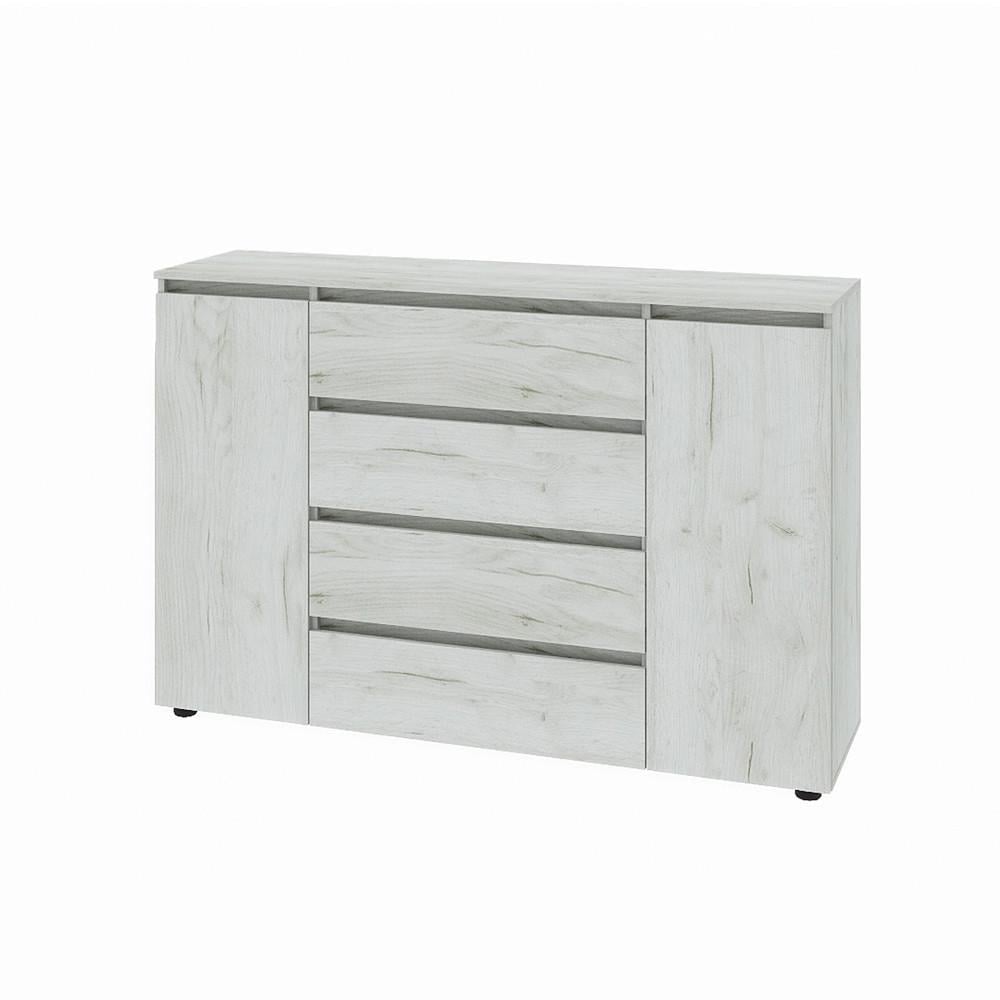 Комод Эверест КЛ-4 Лайт 140х38х93 см Дуб Крафт белый (DTM-071077)