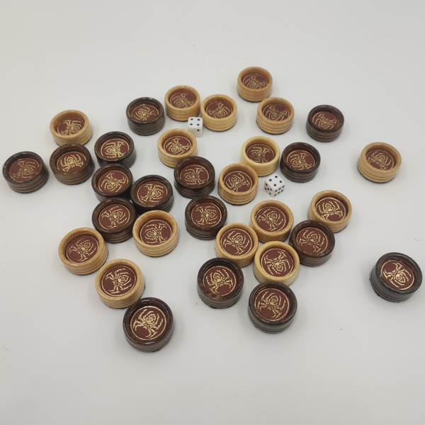 Фішки для нард штамп №24 зі шкіряною вставкою 25х12 мм (33732435)