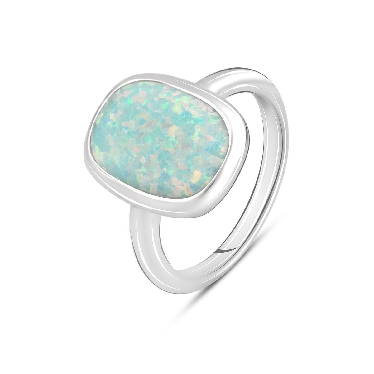 Кольцо серебряное с опалом в современном дизайне р. 18