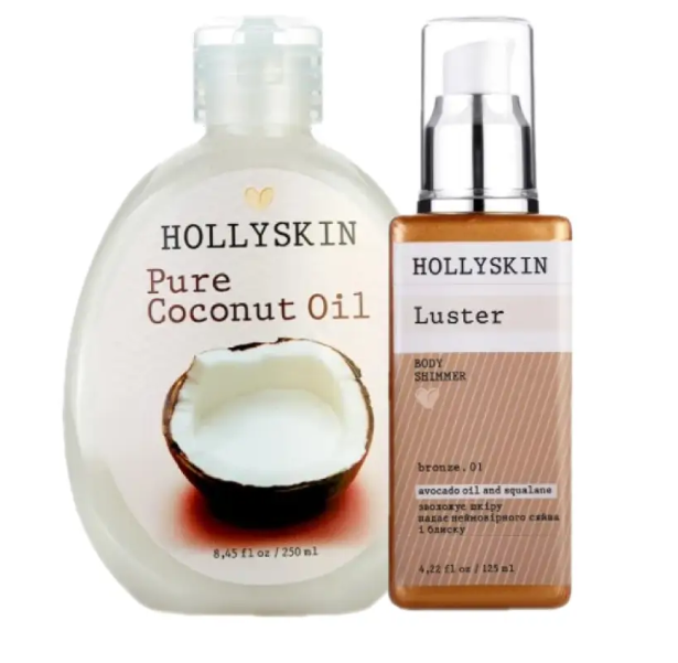 Набор для тела HOLLYSKIN шимер Luster Body Shimmer bronze 01/кокосовое масло Pure Coconut Oil (2527264392)