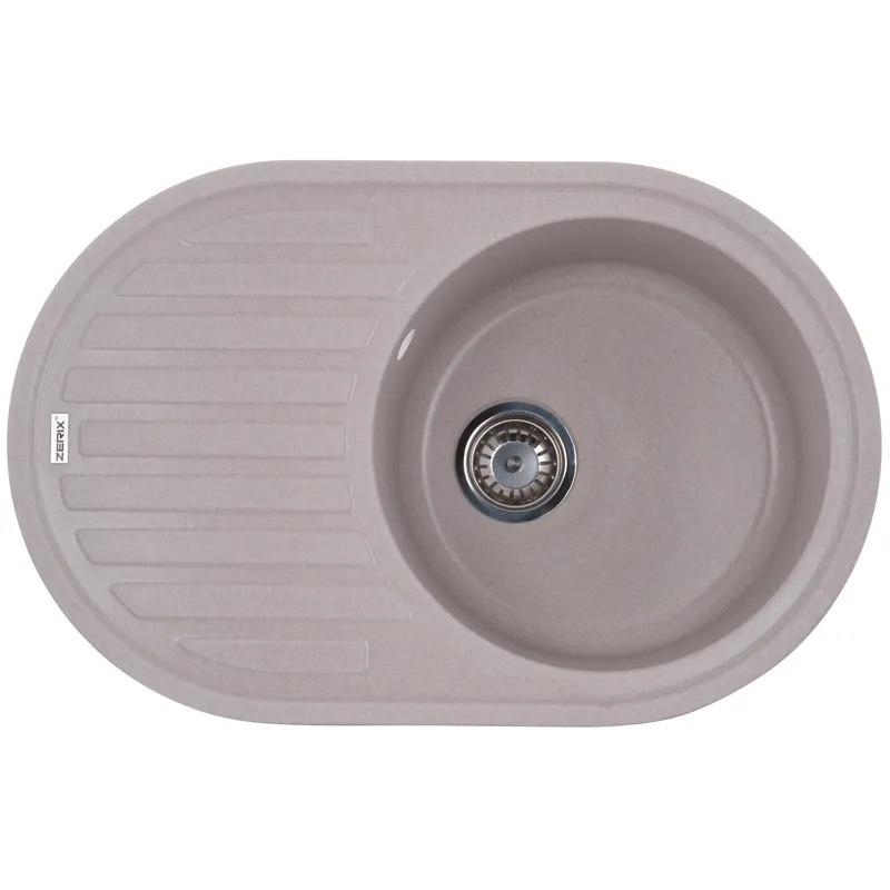 Мойка кухонная Zerix ZS-7750R-06 овальная 770x500 мм Бежевый (ZX4557)