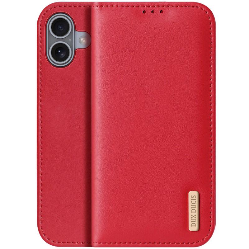 Противоударный Чехол-книжка кожаный Dux Ducis Hivo для Apple iPhone 16 Red