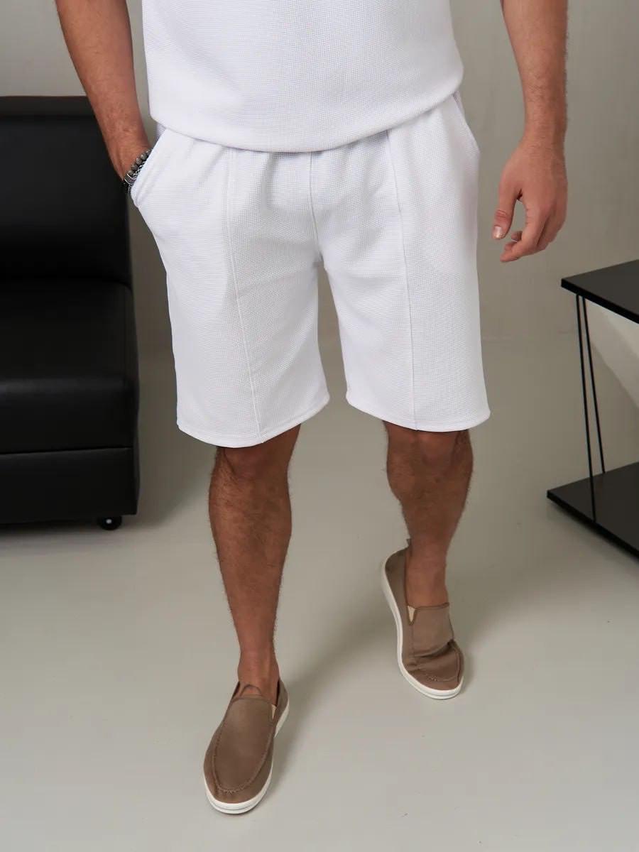 Комплект футболки и шорты из вафельного полотна L Белый (2657779841) - фото 5