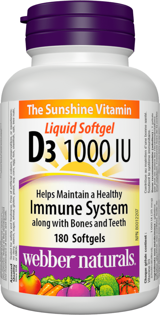 Витамин D3 Webber Naturals Vitamin D3 1000 IU 180 softgels