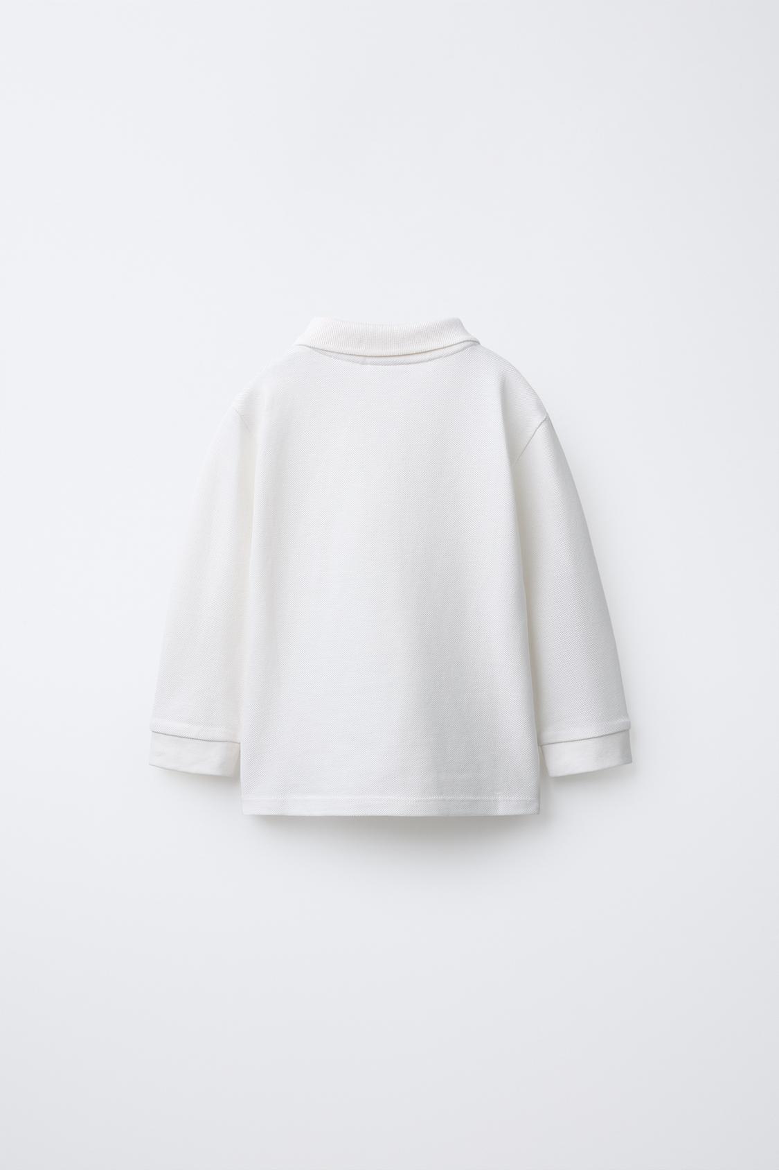 Поло с длинным рукавом Zara 13-14 лет до 164 см Белый (30166253) - фото 2