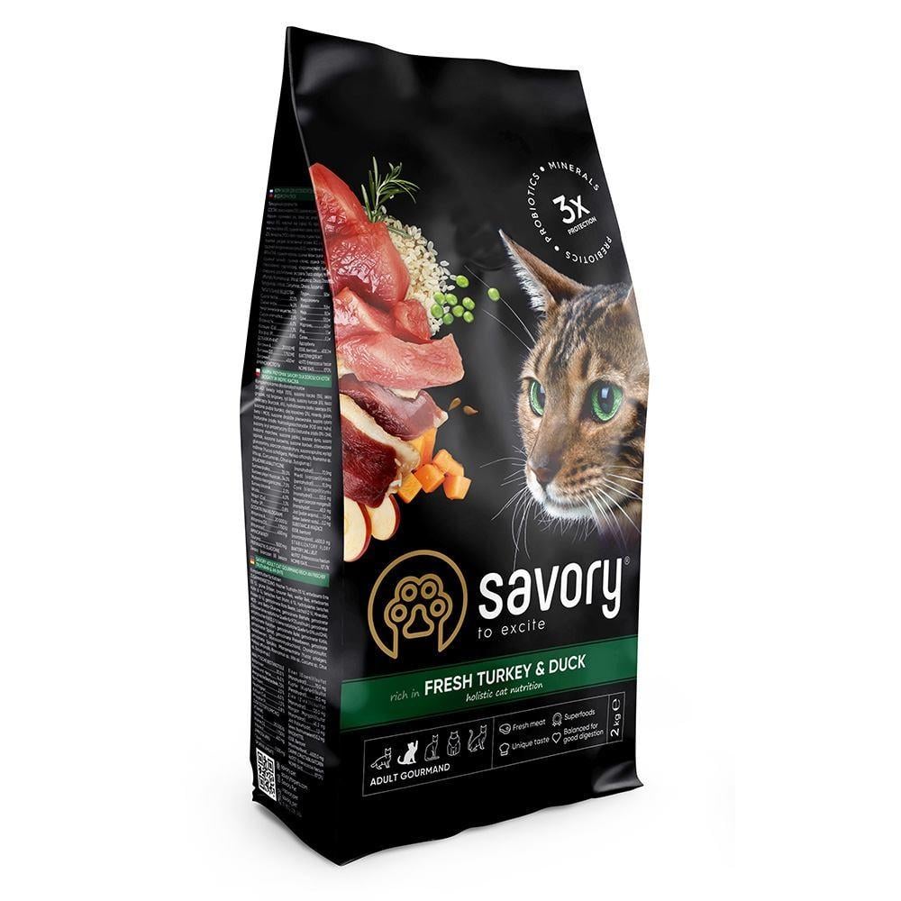 Корм сухой Savory Adult Cat Gourmand Fresh Turkey and Duck для кошек-гурманов со свежей индейкой и уткой 2 кг (34806834) Корм сухой Savory Adult Cat Gourmand Fresh Turkey and Duck для кошек-гурманов со свежей индейкой и уткой 2 кг (34806834)