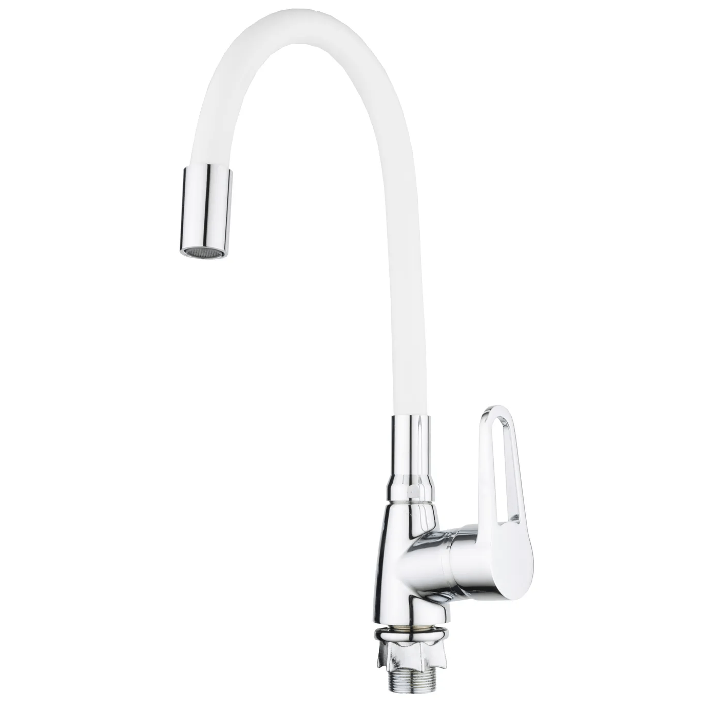 Смеситель кухонный MIXXUS Elba 014 с гибким изливом Хром/Белый (MI6310)
