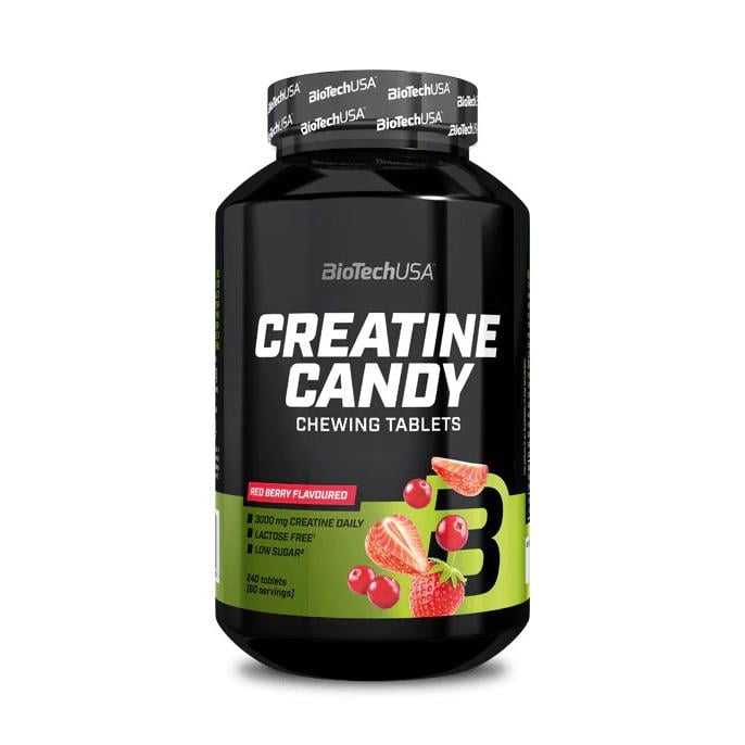 Креатин моногидрат 3 г креатину на порцію BioTechUSA Creatine Candy 240 жев. табл. Красные ягоды