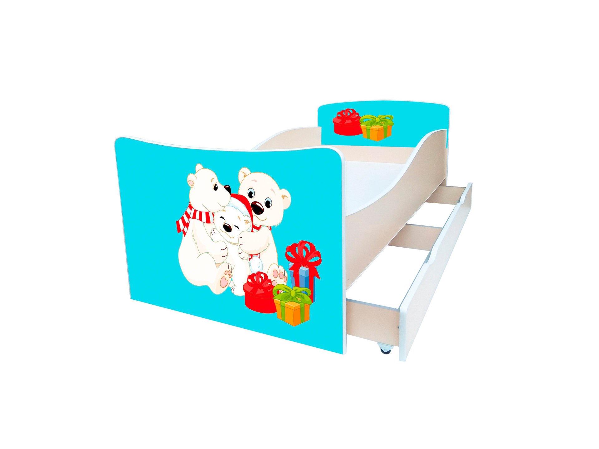 Кровать детская Viorina-Deko Kinder 67 с ящиком ламинированная ДСП 80х170 см Белый/Принт (47288)
