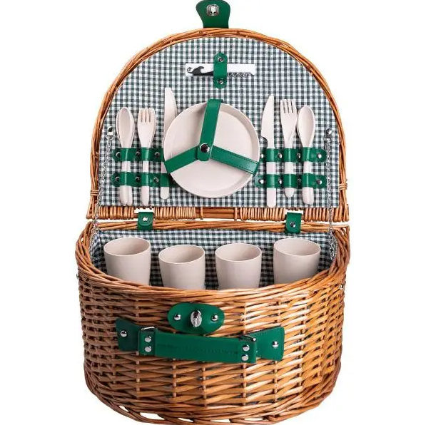 Корзина для пикника на 4 человека дерево 41х31х22 см Коричневый