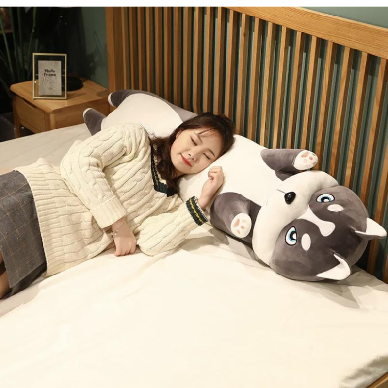 М'яка іграшка-подушка плюшева Хаскі 112 см Темно-сірий (2529690591) - фото 9